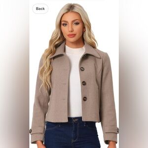 Allegra K Women's Brown Pea Coat